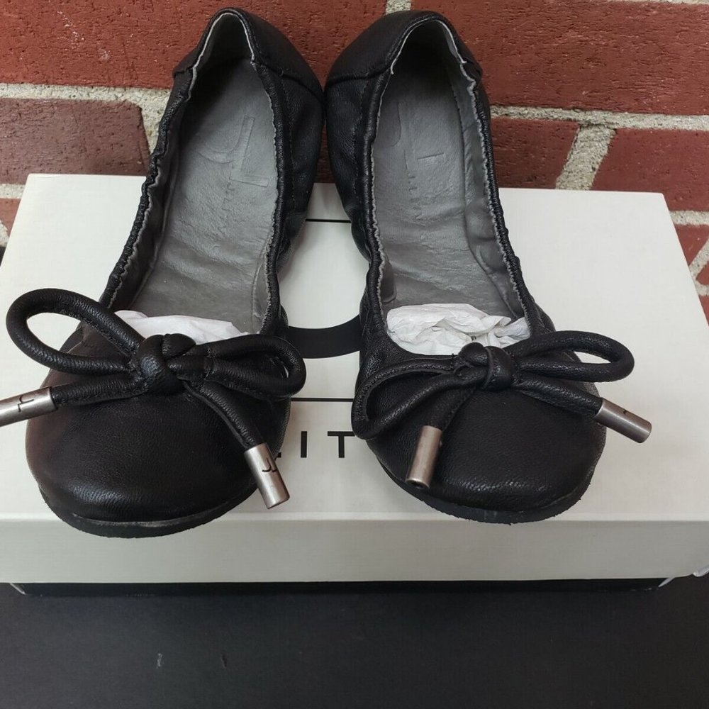 NIB  J. Litvack Hetty  Women's Ballerina Flats  Black Leather  Size 7M  EU 37.5